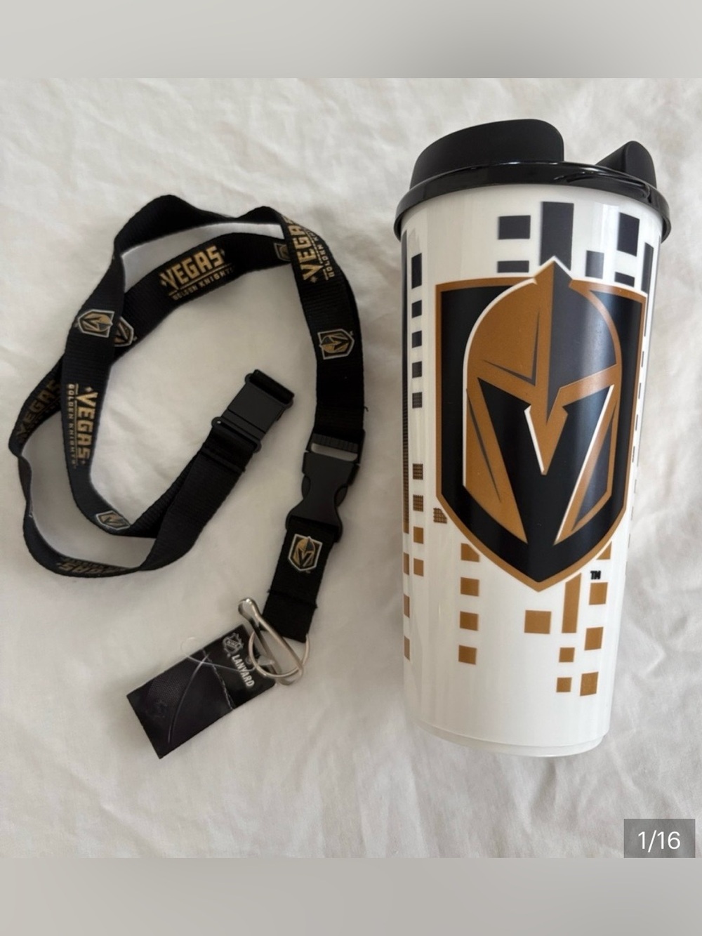 Las Vegas Golden Knights Black Lanyard & Travel Tumbler New